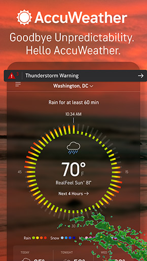 AccuWeather app, screenshot 1