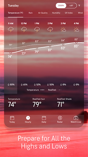 AccuWeather app, screenshot 2