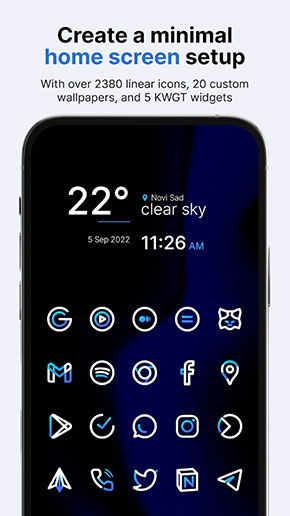 Aline Blue Icon Pack app, screenshot 1