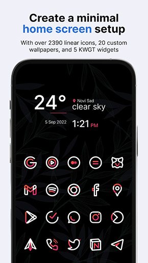 Aline Red Icon Pack app, screenshot 1