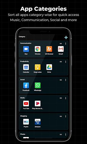Alpha Hybrid Launcher app, screenshot 2