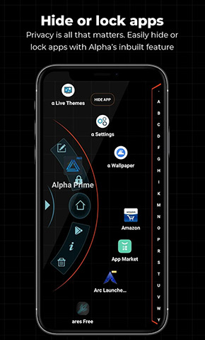 Alpha Hybrid Launcher app, screenshot 3