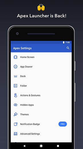 Apex Launcher app, screenshot 1