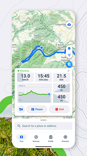 Bikemap app, screenshot 2