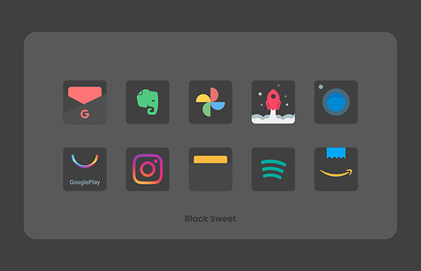 Black Sweet Icon Pack app, screenshot 1