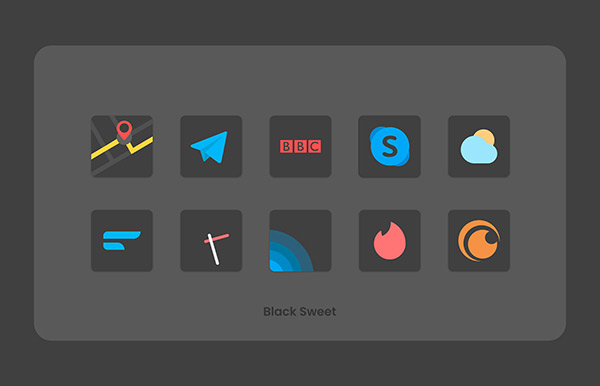 Black Sweet Icon Pack app, screenshot 3