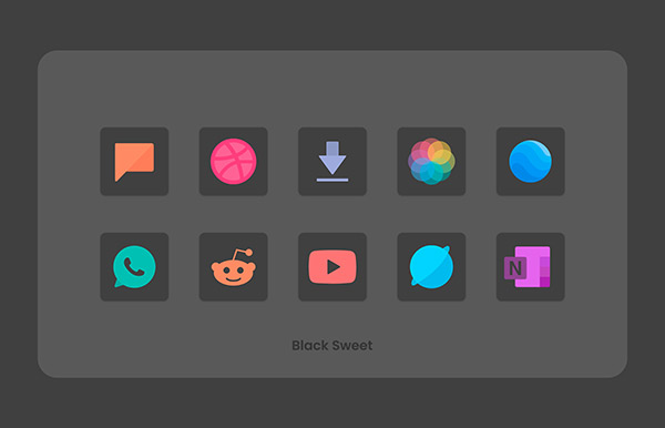 Black Sweet Icon Pack app, screenshot 5
