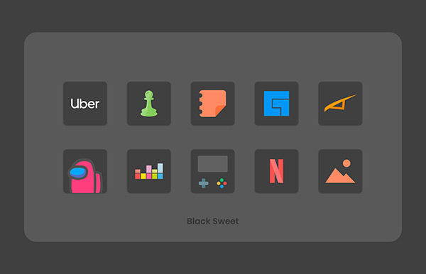 Black Sweet Icon Pack app, screenshot 6