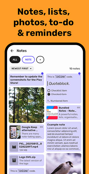 Bundled Notes app, screenshot 1