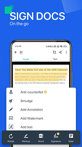 CamScanner app, screenshot 4