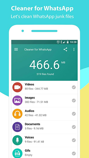 Cleaner for WhatsApp app, screenshot 1