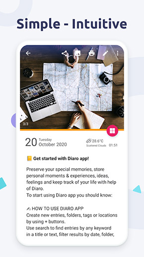 Diaro app, screenshot 2