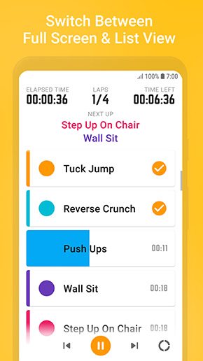 Exercise Timer app, screenshot 2
