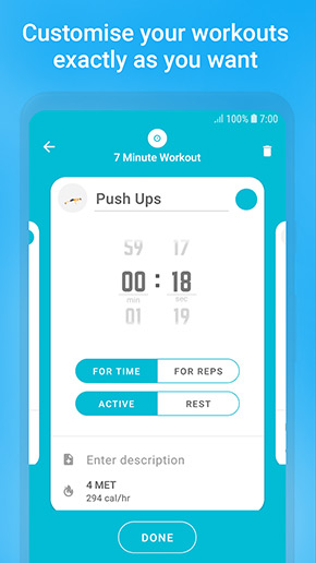 Exercise Timer app, screenshot 3