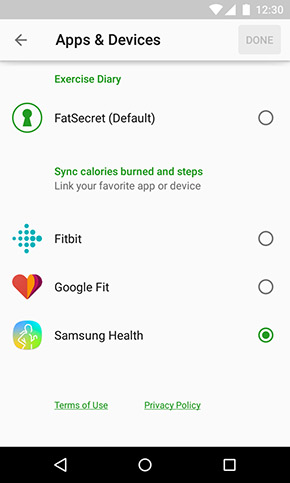 FatSecret app, screenshot 4