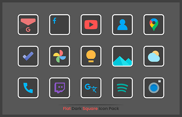 Flat Dark Square Icon Pack app, screenshot 1