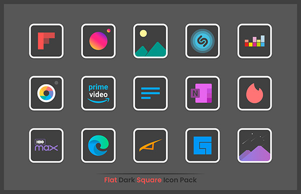Flat Dark Square Icon Pack app, screenshot 2