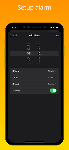 iClock app, screenshot 2