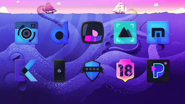 Kraken Dark Icon Pack app, screenshot 3