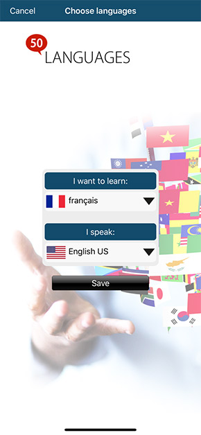 Learn 50 languages app, screenshot 1