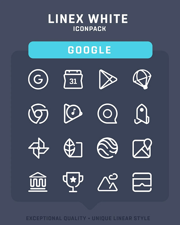 LineX White Icon Pack app, screenshot 2