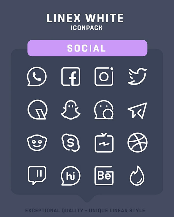 LineX White Icon Pack app, screenshot 3