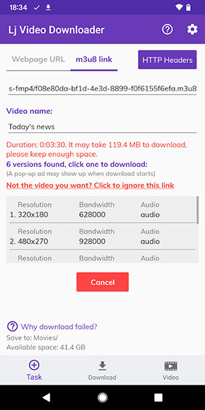 Lj Video Downloader app, screenshot 2