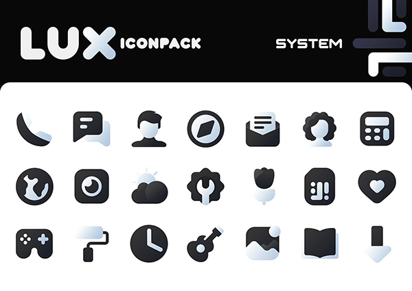 LuX Black Icon Pack app, screenshot 2