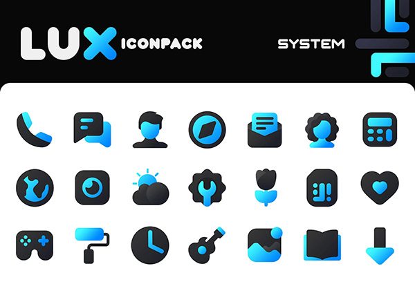 Lux Blue Icon Pack app, screenshot 2