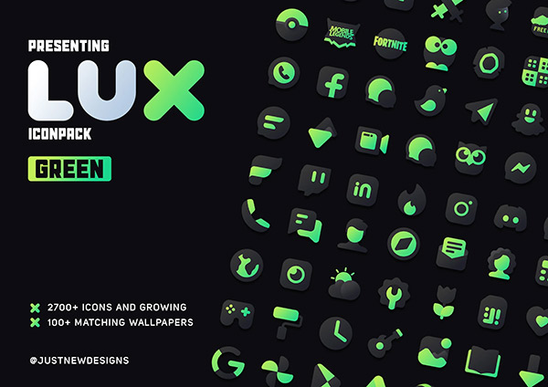 Lux Green Icon Pack app, screenshot 1