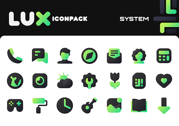 Lux Green Icon Pack app, screenshot 2
