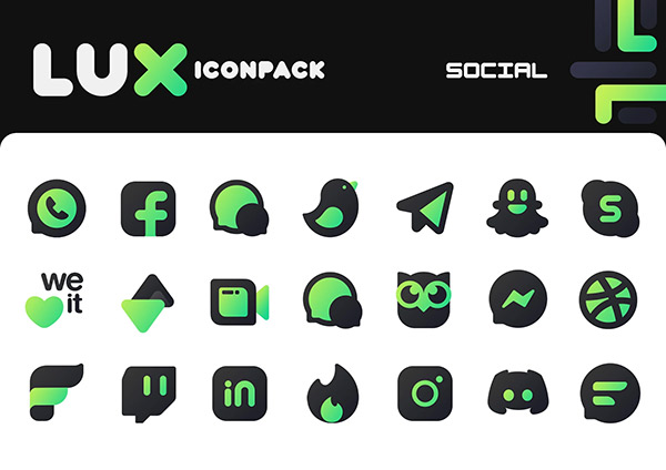 Lux Green Icon Pack app, screenshot 4