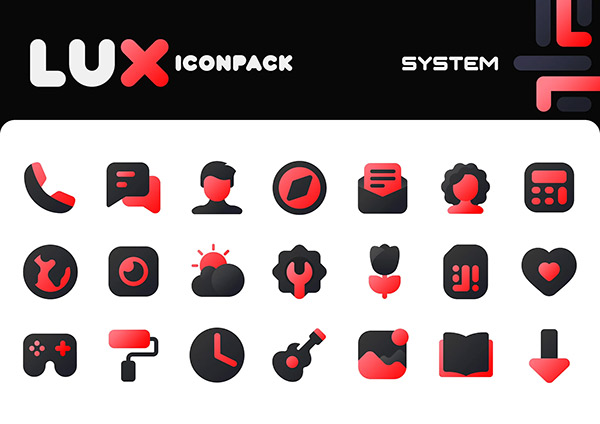 Lux Red Icon Pack app, screenshot 2