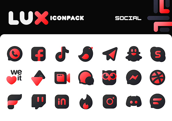 Lux Red Icon Pack app, screenshot 4