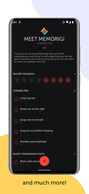 Memorigi app, screenshot 5