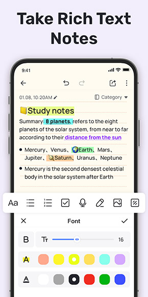 Mind Notes app, screenshot 1