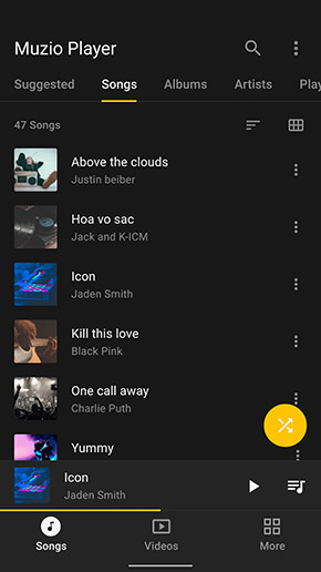 Muzio Player app, screenshot 2