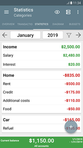 My Budget Book app, screenshot 2