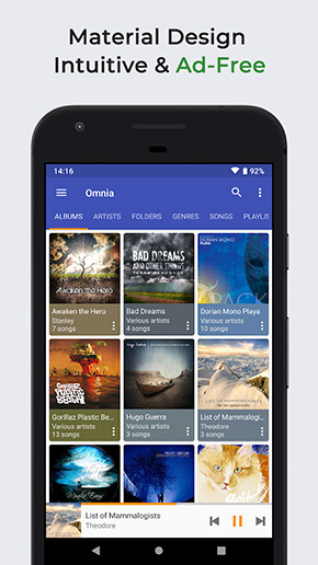 Omnia Music Player app, screenshot 2