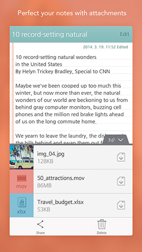 SomNote app, screenshot 2