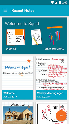 Squid Notes app, screenshot 1