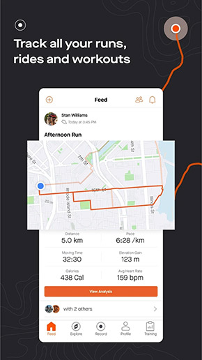 Strava app, screenshot 1