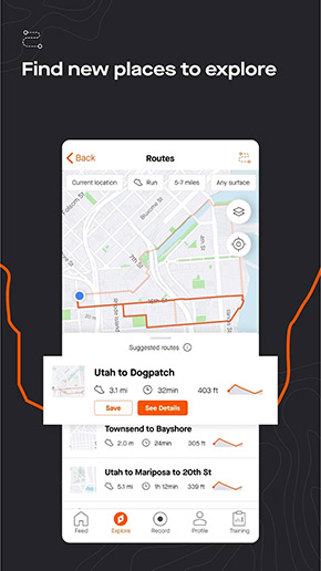 Strava app, screenshot 2