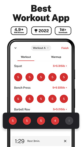 StrongLifts app, screenshot 1