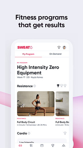 Sweat app, screenshot 2