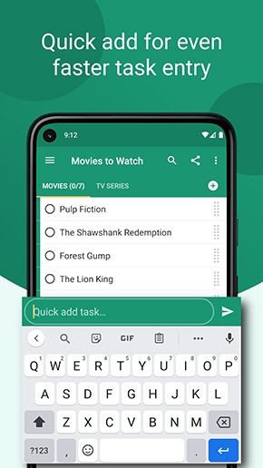 Tasks app, screenshot 4