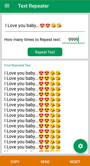 Text Repeater app, screenshot 1