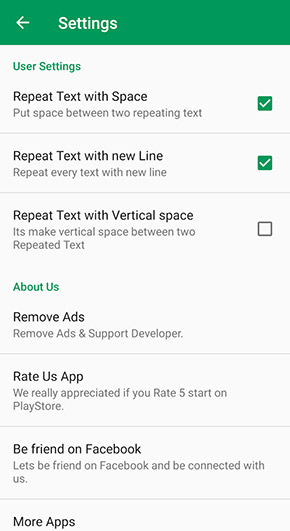Text Repeater app, screenshot 3