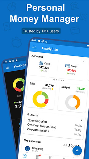 TimelyBills app, screenshot 1