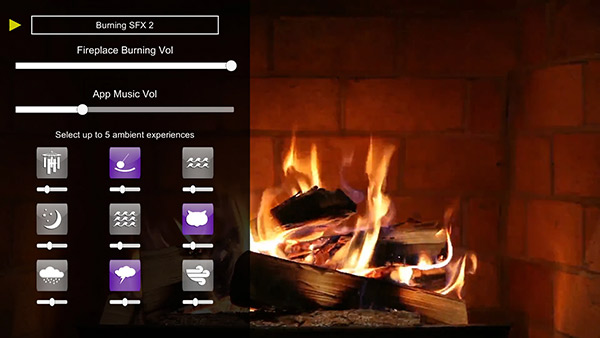 Virtual Fireplace HD app, screenshot 4